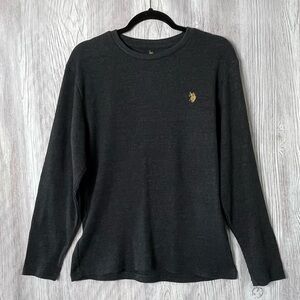 U.S. Polo Assn. Men’s Thermal Long Sleeve Waffle Knit Shirt - Charcoal Gray - M